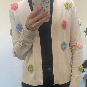 Soft Cardigan with Flowers